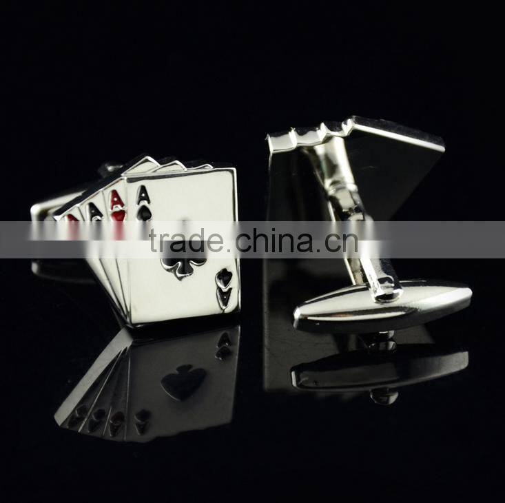 Fashional popular holesale custom enamel brass playing card cufflinks