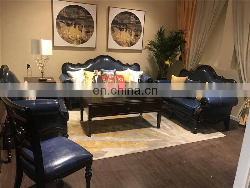 New arrival high quality wood royal antique sofa set furniture pure leather living room sofas