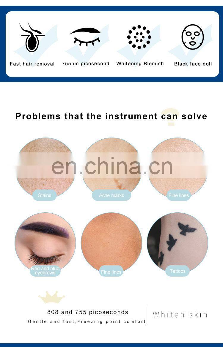 808 Diode Laser Hair Removal Device 755nm Picosecond Laser Skin Rejuvenation Tattoo Removal Black face doll Beauty Equipment