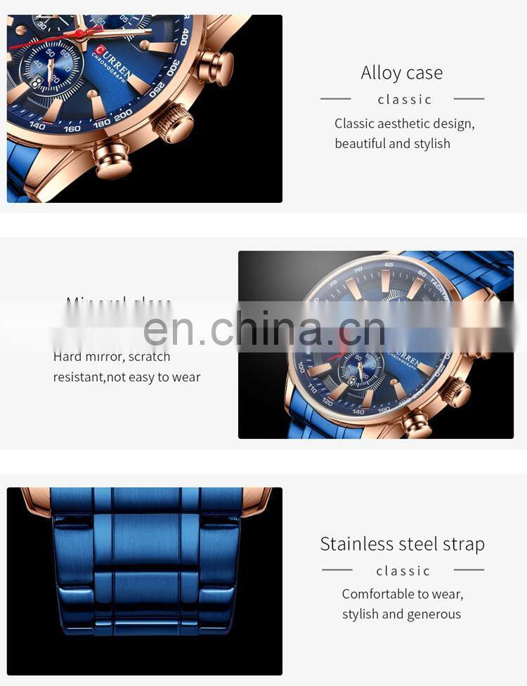 CURREN 8351 Mens Watch Big Dial Waterproof Japan Quartz Stainless Steel Calendar Men's Quality Wrist Watches