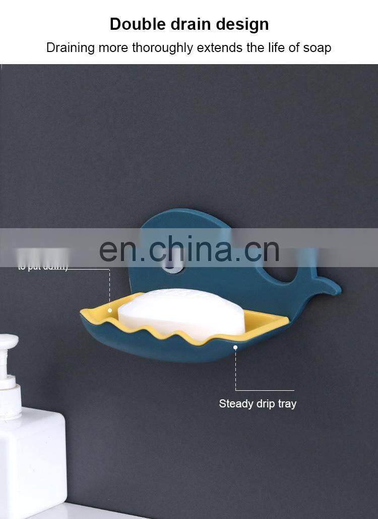Cartoon Whale Bathroom Soap Dish Holder Bathroom Soaps Box Storage Shelf Plastic Wall Mounted Draining Organizer Tray