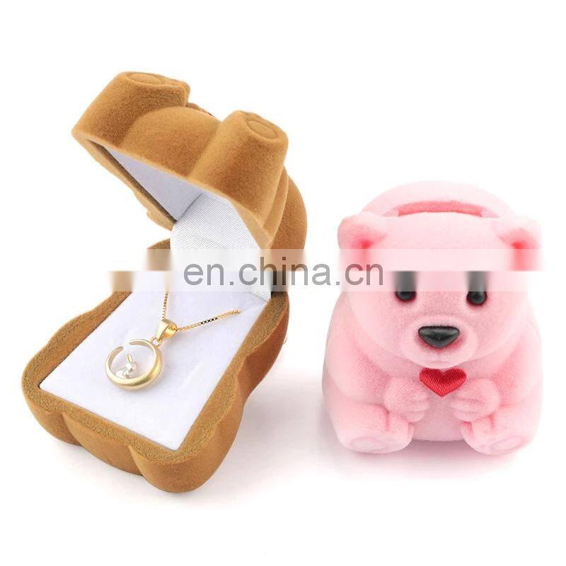 lovely Velvet gift box cute bear jewelry box wedding ring box Necklace Ring Case Earrings Holder for jewelry display