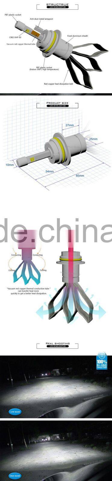 led headlight tiansheng fanless 6000k h1 led headlight h4 car led headlight without fan