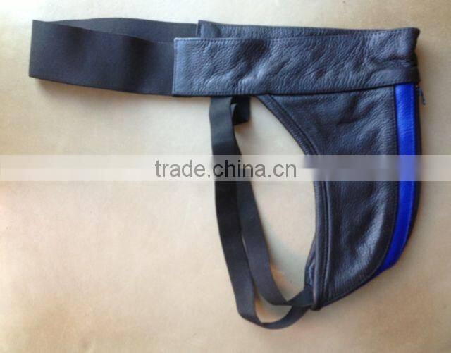 Men Leather Break Away Front gay jockstraps Jock Straps with Seven Snaps
