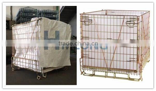 Folded wire mesh steel forklifts stacking container