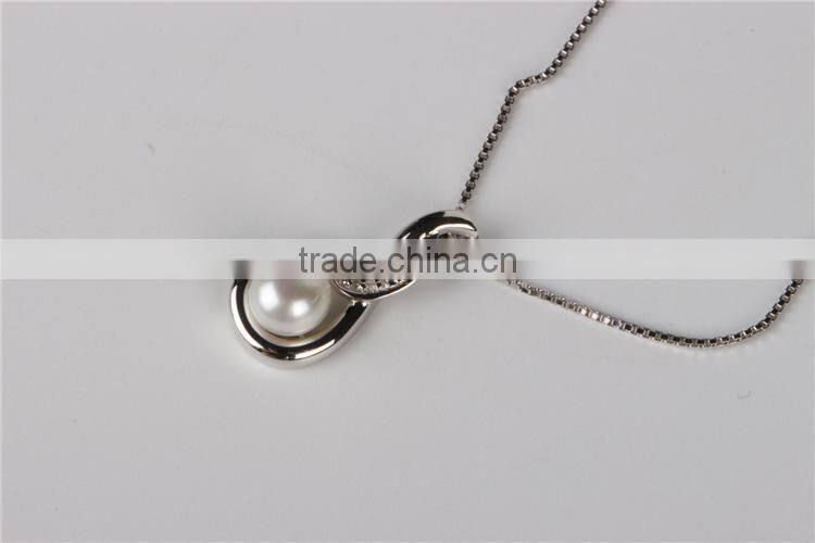 wholesale 925 sterling silver pendants fashion simple design pearl necklace silver necklace
