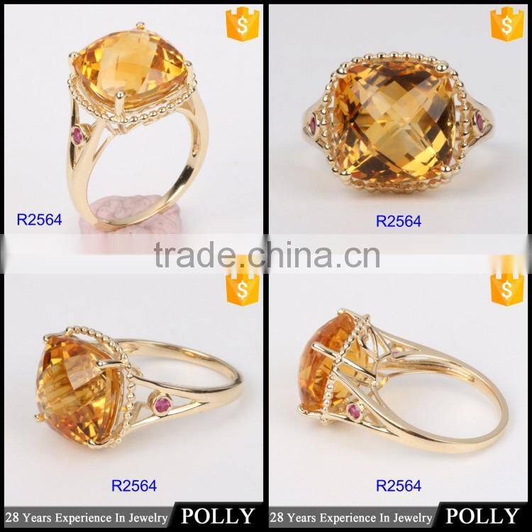 Latest dubai gold ring design for girls single stone finger amethyst ring