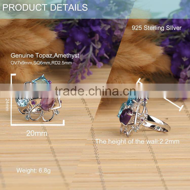 mirror polished white rhodium fashion sterling silver jewelry ring with stock