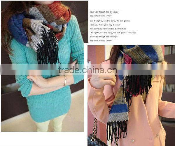 Winter Best Selling Plaid Acrylic Ladies Shawl