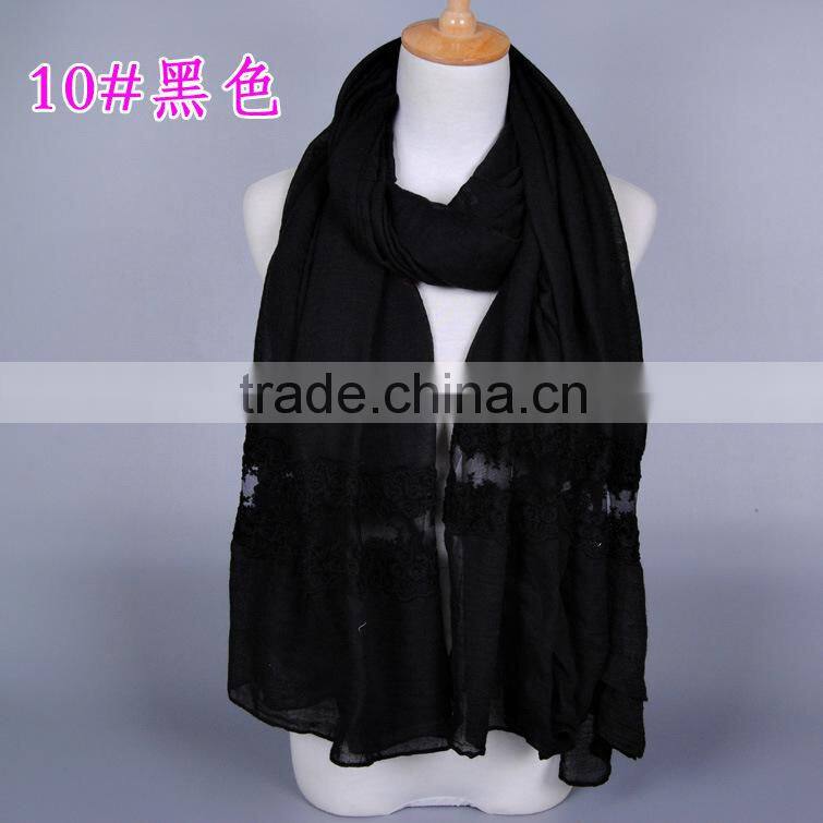 Top Quality Long Cotton Plain Fashion Women Lace Shawl