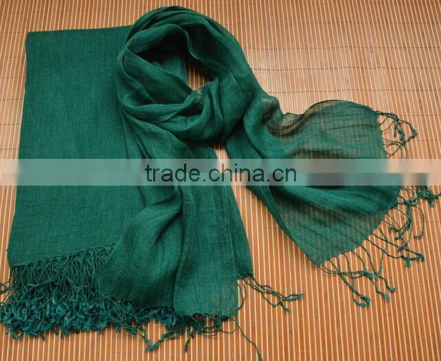 Wholesale Korean Japan Fashion Women Solid Color Plain Tassel France Linen Scarf Shawl