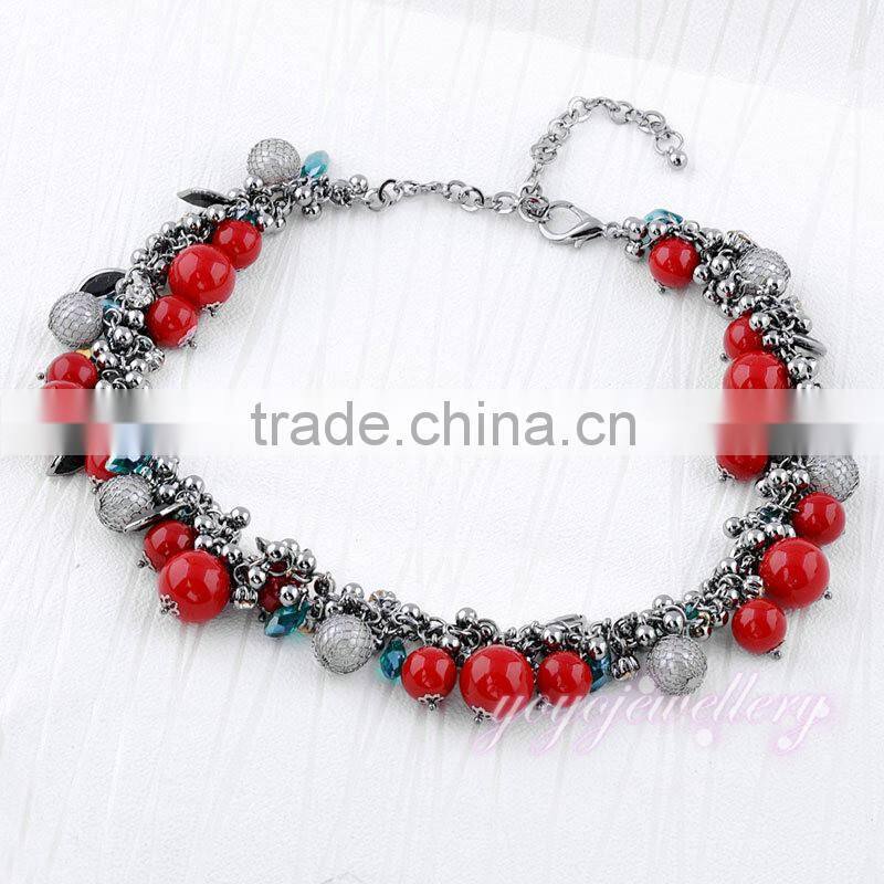 Hi quality latest design pearl fancy beaded necklace