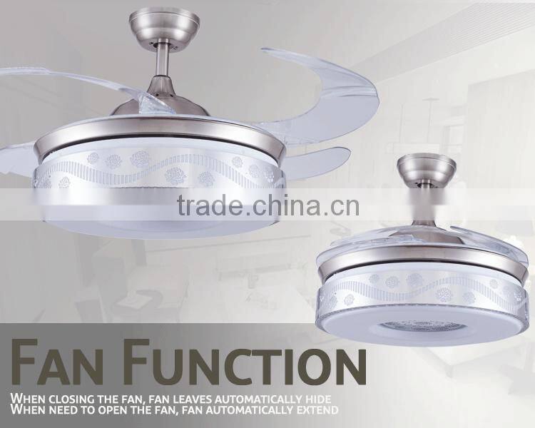 Silver Color Yellow Light Ceiling Fan With Remote Control