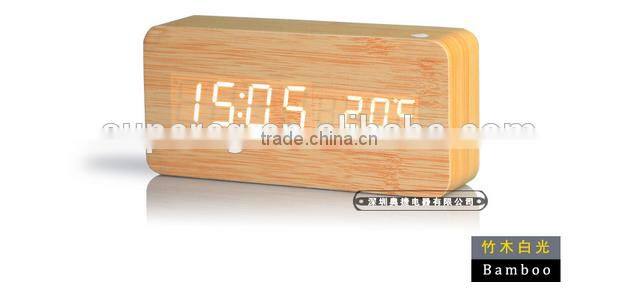 new fashion table clocks Control Sensing Alarm Temp dual Display Electronic LED Clock Vintage Wooden Digital Alarm Clock
