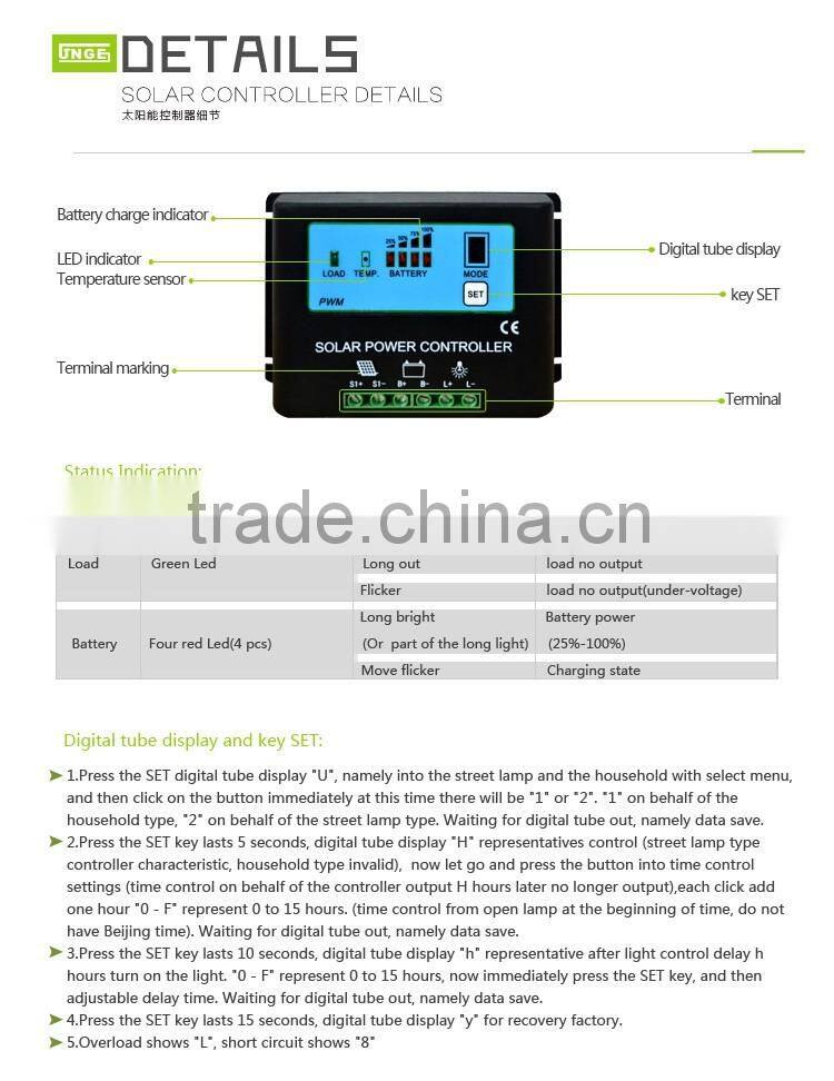 PWM Solar charge controller LED 12/24V 20A JN-T Series