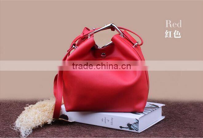 2016 new Korean fashion square buckle leather Bucket Bag