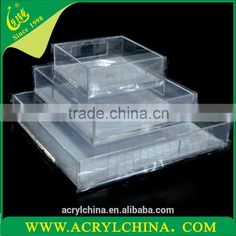 2015 New style wholesale Made in China acrylic serving tray,Clear Fashion Acrylic Tray with Plastic Edges for Holding Drinks