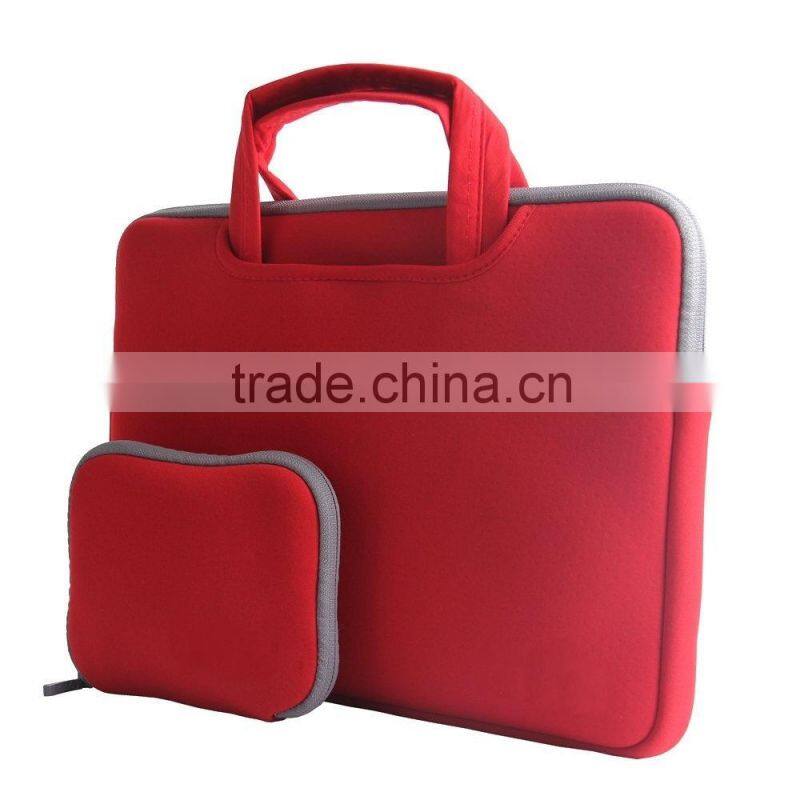 Red neoprene Portable Soft Sleeve Ultrabook Notebook Laptop Bag Briefcase Handlebag Pouch for Mackbook