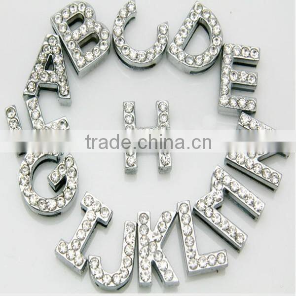 Hot sale 10mm rhinestone alphabet slide letters for bracelet
