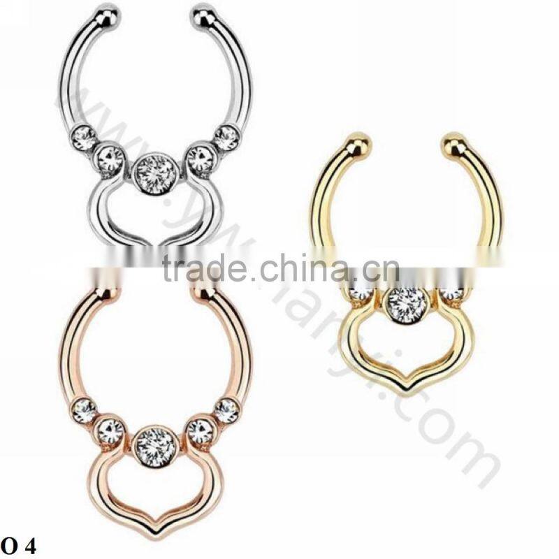Gold Silver Plated fake septum Piercing Body Jewelry Hoop Nose Ring 2016 O 27
