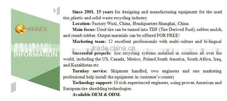 Waste Crusher Rrecycled tire rubber buckets Granules