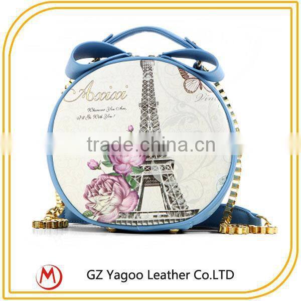 Round Shoulder Bag Color Printing Paris Hand Bags