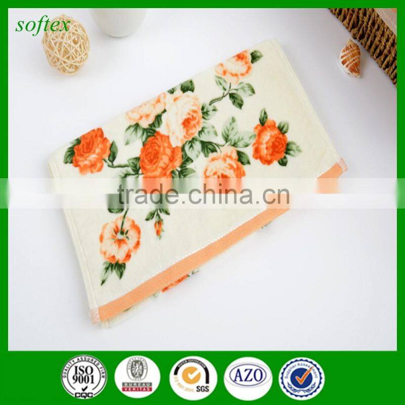 wholesale 100g oem cotton flowers Peony printed velour towels