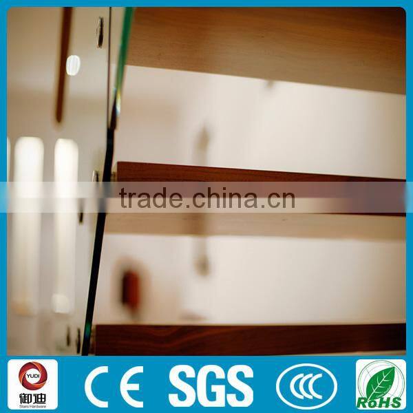 Precast indoor iron glass wood straight stairscase made in China--YUDI
