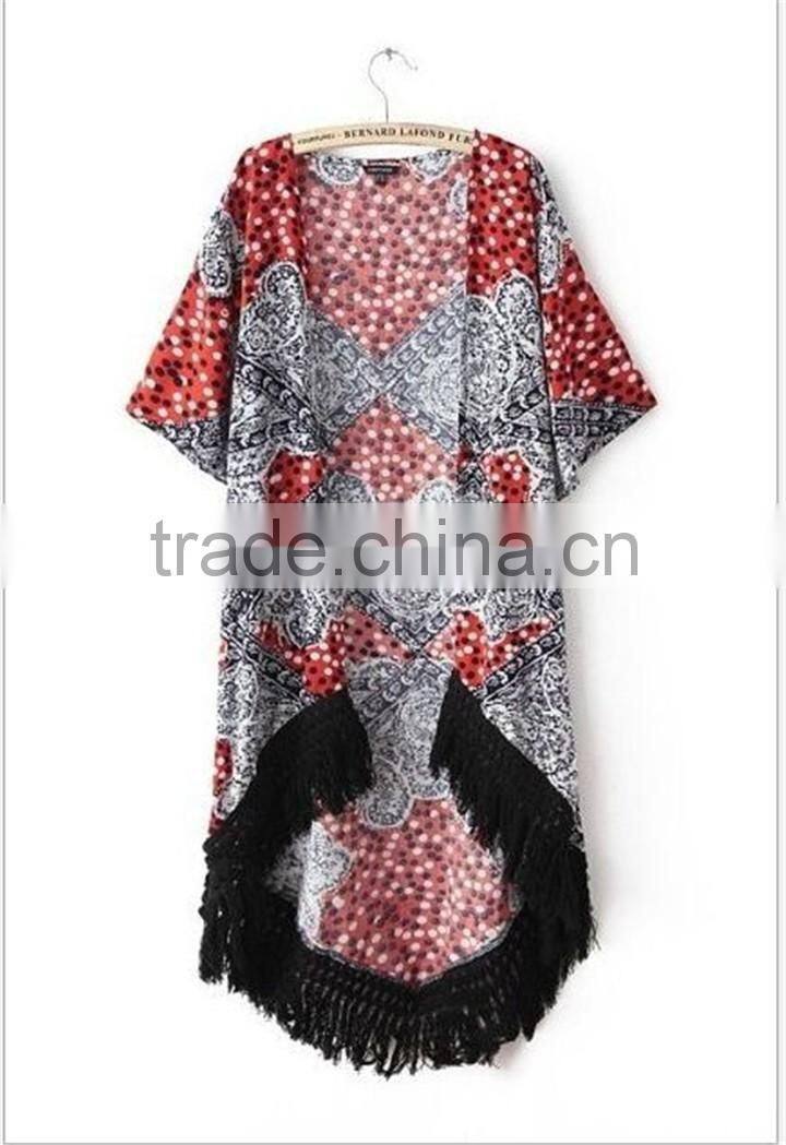 Elegant Design Customaize Polyester Chiffon With fringes Kaftan Designs in Pakistan