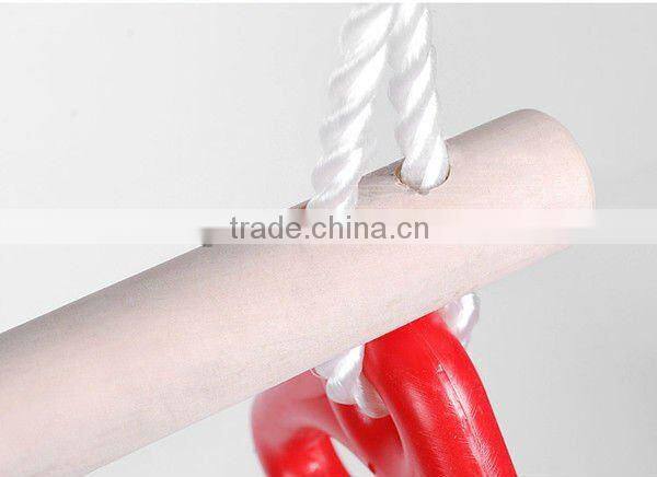 wooden trapeze bar swing with triangle rings for kids