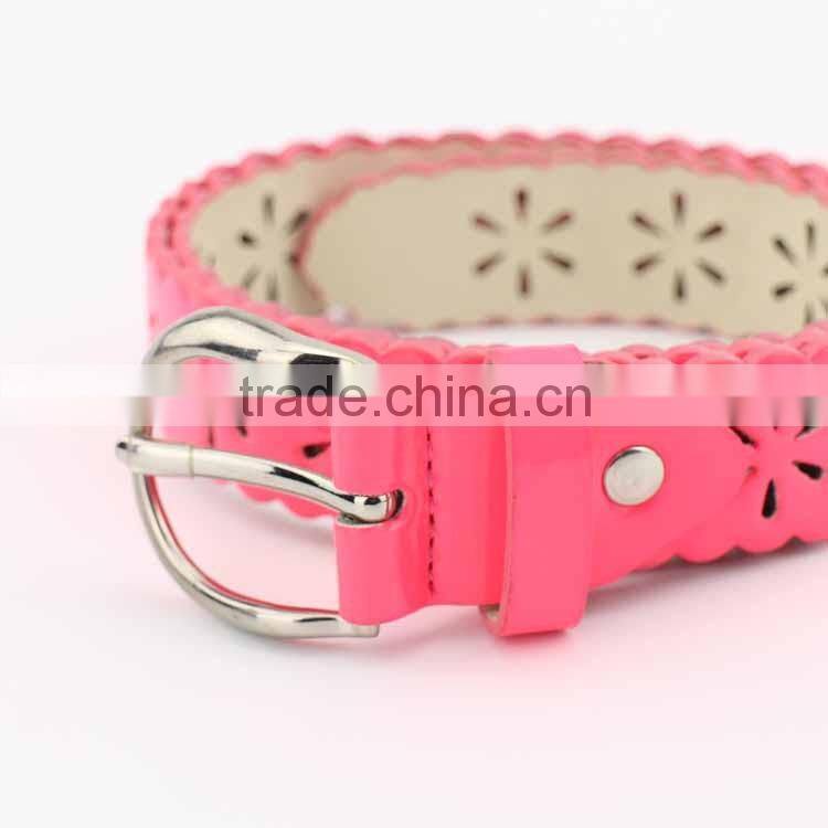 Women and kids fashion punching belt with Candy color glazed PU
