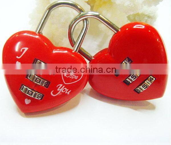 Factory Direct Hot Sale 3 Letters Zinc Alloy Combination Heart Shape Padlock