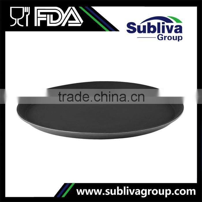 14 Inch Black Round Polypropylene Non Slip Plastic Tray