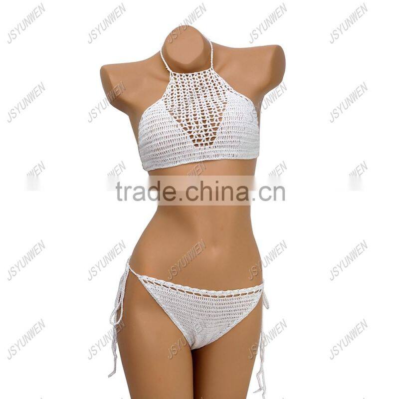 women's bikini with white Knitting swimming trunks sexy women trunks