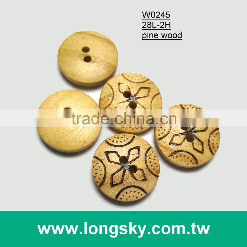 (#W0902) 1.5" 60L large size common design natural wood button