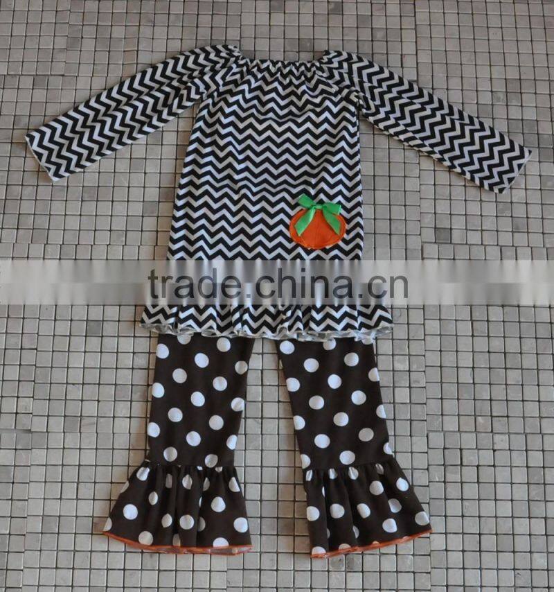 2016 New Arrival Winter Fall Baby Clothing Pumpkin Tops Ruffle Pants Halloween Outfits
