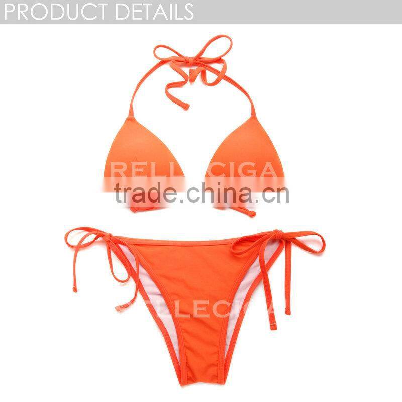 RELLECIGA 2014Rellicious Collection -Orange Push-up Triangle Top Swimwear with Adjustable Halter Strap & Brazilian Cut Scrunch B