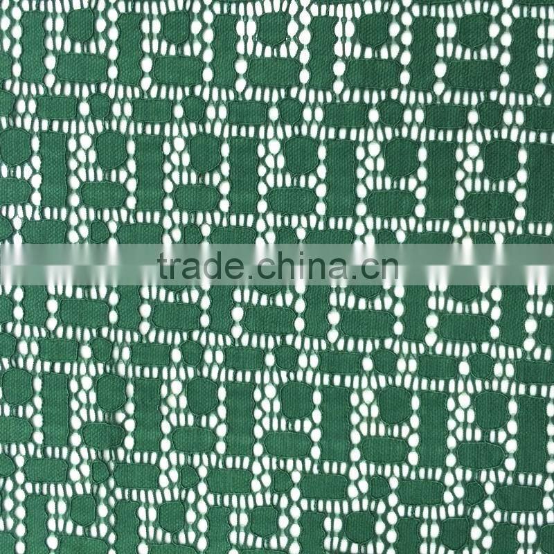 high quantity green geometric elastic plain lace fabric