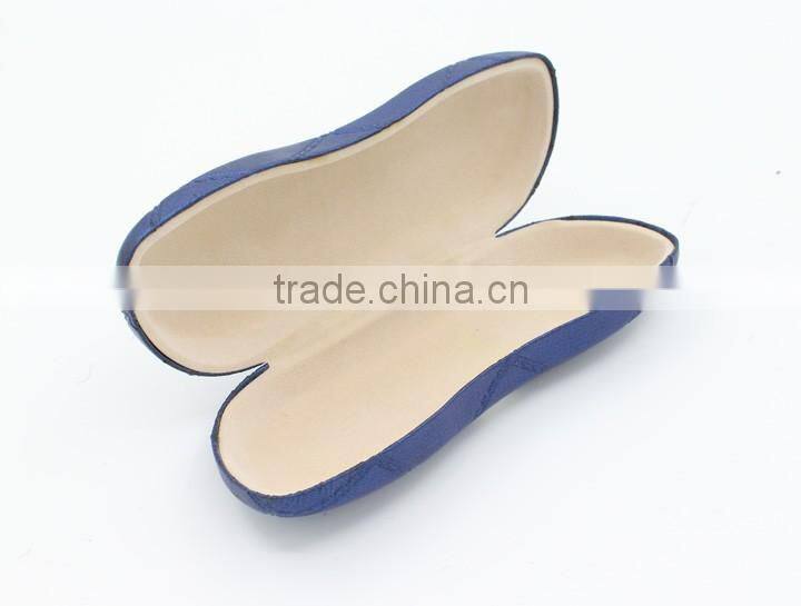 Half moon shape fashional leather metal spectacle cases