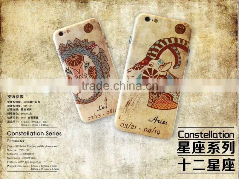 Wholesale 3D zodiac heroscope customised 5.5inch phone accessories mobile case cover for iphone 6 6s 5 5s se for samsung