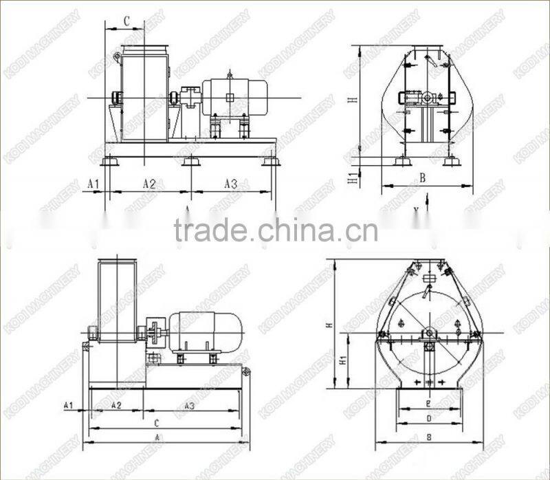 KODI Hot Sale High Efficiency Soybean Hammer Mill Grinder Machine