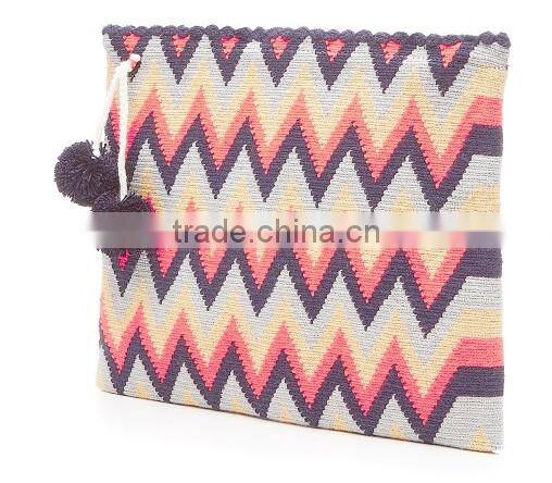 multi color woven cotton clutch bag for women