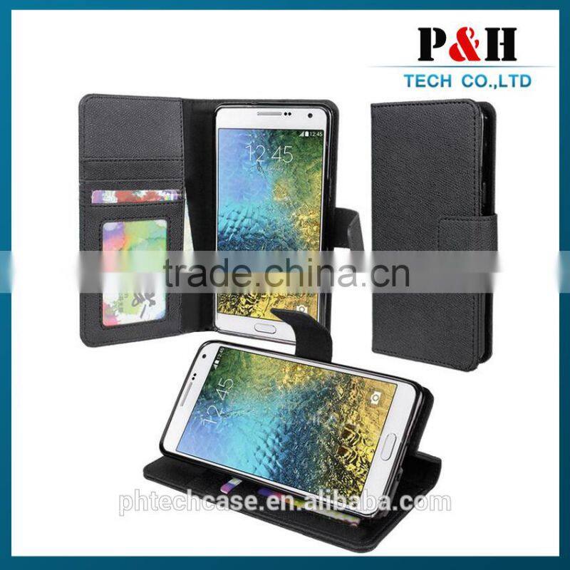 Case For Samsung Galaxy E7 Leather Stand Pouch With 2 Card Slots/Magnetic Snap