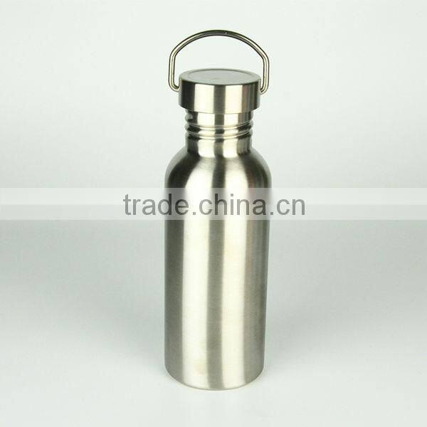Portable single wall stainless steel sports bottle with wide mouth