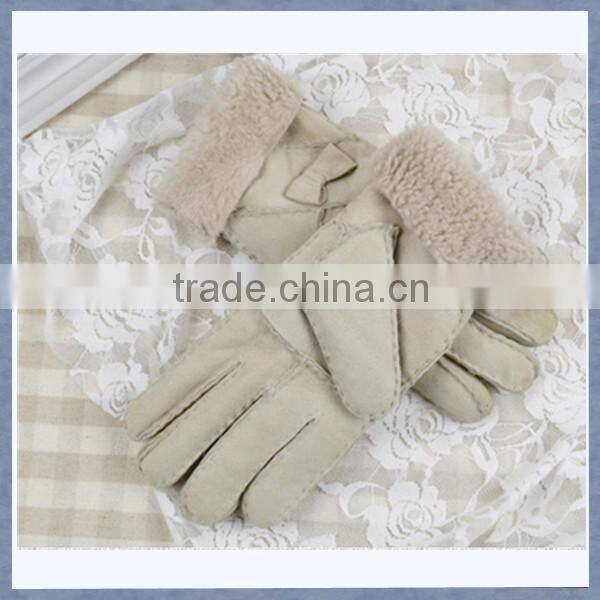 Fashion Lady Sheepskin Leather Glove With Wool, Good Quality Lady Sheepskin Leather Glove
