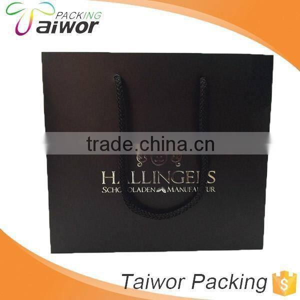 Black Color Silver Foil Stamping Carved Luxury Paper Shopping Bag