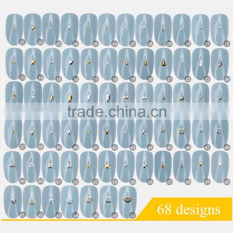 2016 new trendy 68 designs nail art stencil, 3D alloy rivet Nail Art Decoration