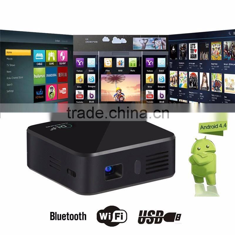 Android 4.4.4 Smart Mini LED DLP Projector Portable Long life LED lamp Full HD LED home cinema WiFi Bluetooth projector E05