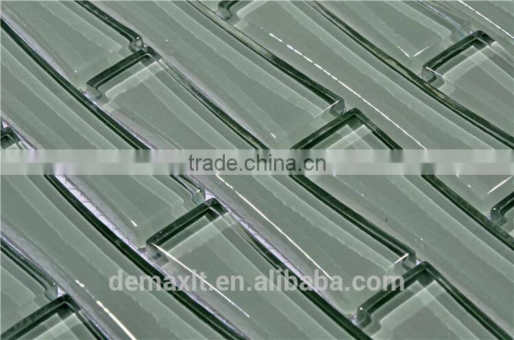 green color bamboo design crystal glass mosaic for swimming pools