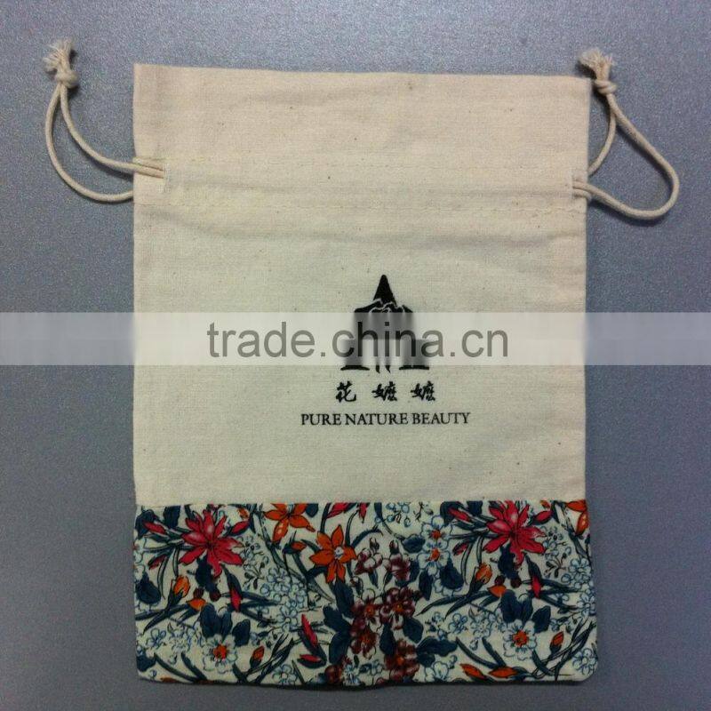 organic cotton drawstring bags/cotton fabric bag